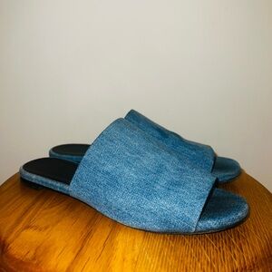 Robert Clergerie Blue Denim Slide Sandals